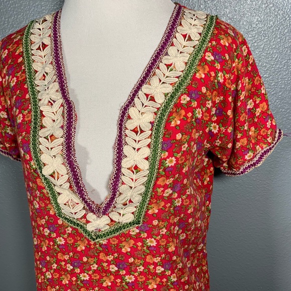 Boho BABE, floral, appliqué, deep V dress!! - Picture 3 of 11